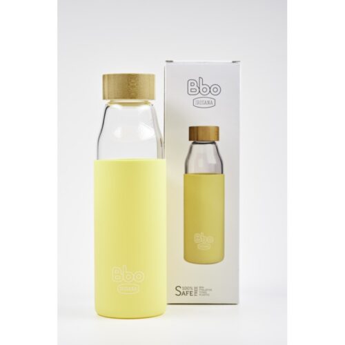 Irisana -  Botella de cristal silicona tapon bambu 200ml